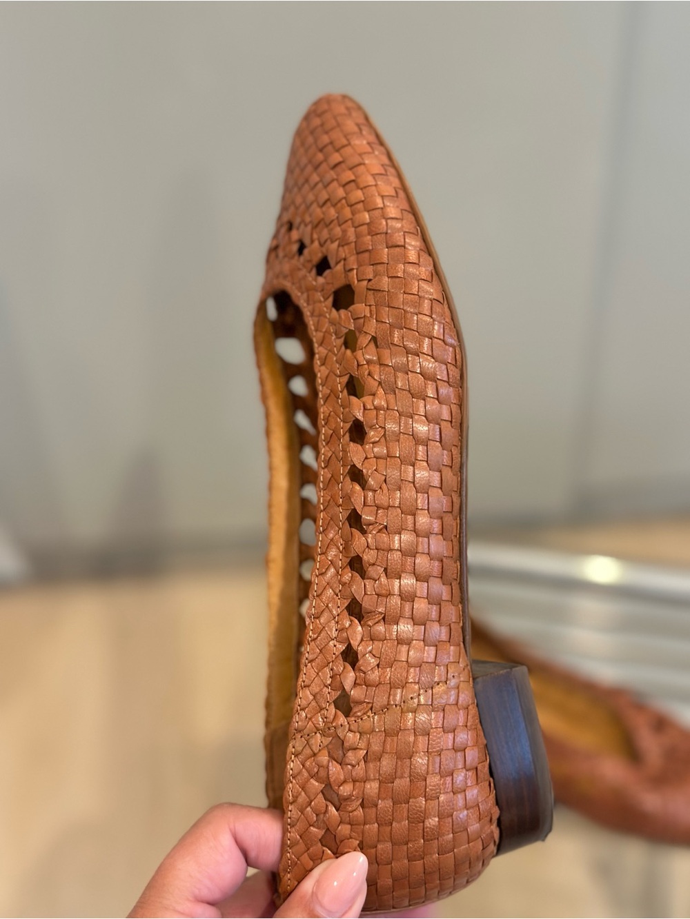 Sezane Woven Leather Flats in Tan - Picture 10 of 13
